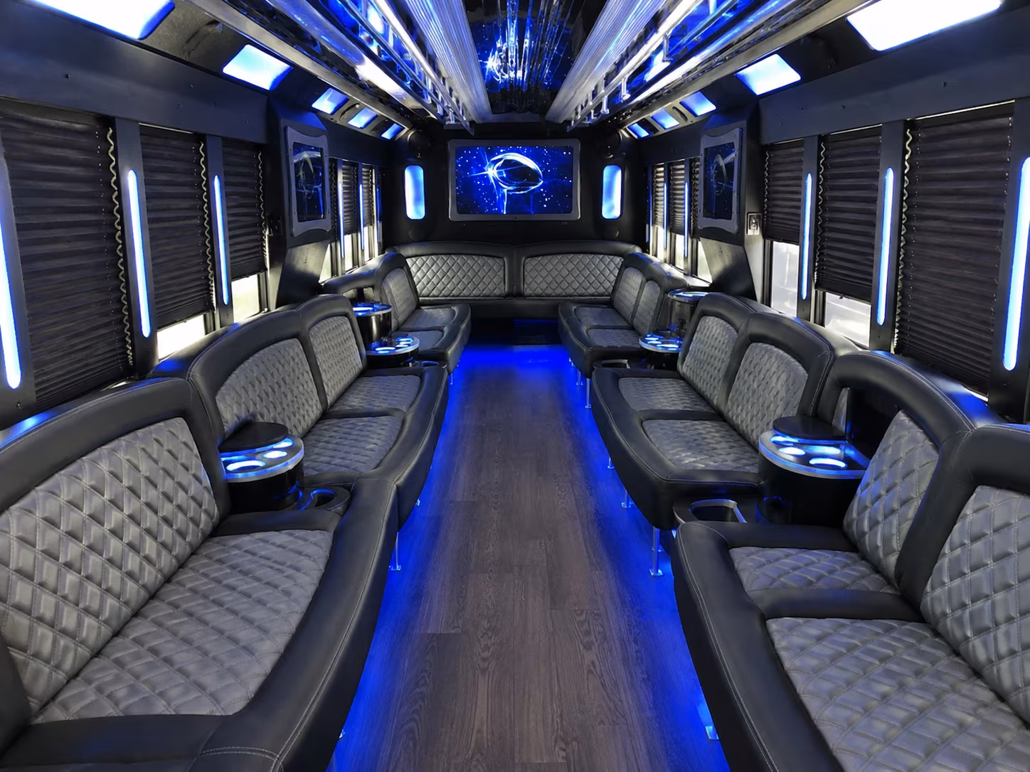 Palmdale Wedding Transportation party bus exterior