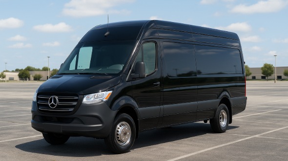 Exterior of Charter Bus Company Lancaster's 14 Passenger Sprinter Limousine in Lancaster