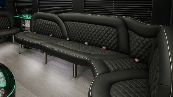 Interior of Charter Bus Company Thousand Oaks's 18 Passenger Party Bus in Thousand Oaks