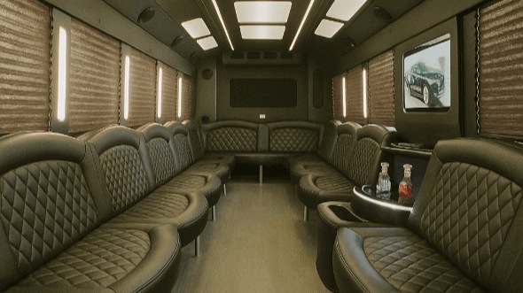 Interior of Charter Bus Company Lancaster's 20 Passenger Party Bus in Lancaster