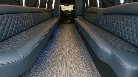 Interior of Charter Bus Company Pomona's 28 Passenger Party Bus in Pomona