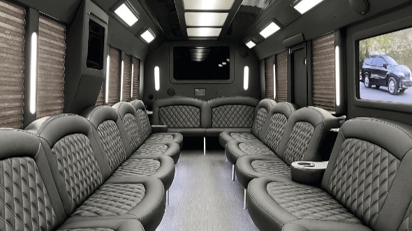 Interior of Charter Bus Company Santa Clarita's 28 Passenger Party Bus in Santa Clarita