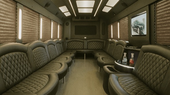 Interior of Charter Bus Company Ontario's 40 Passenger Party Bus in Ontario